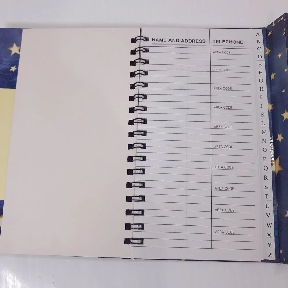 Vintage Tina Higgins address book celestial notes agenda moon stars sun 2000